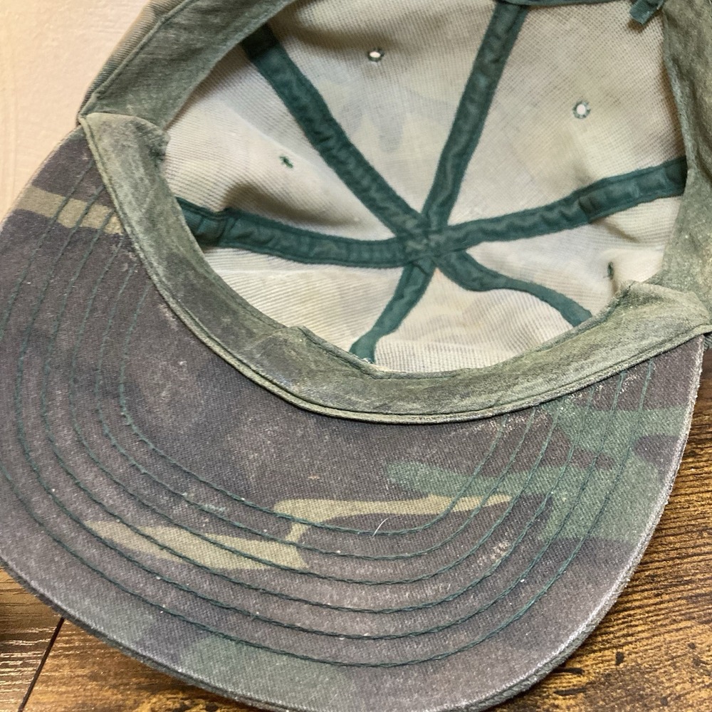 Vtg Levi Garrett Camo Patch Snapback Hat Thrashed Distressed - Picture 9 of 11